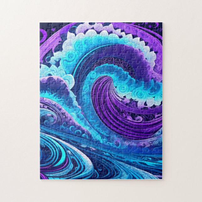 Abstract waves of ocean jigsaw puzzle (Vertical)