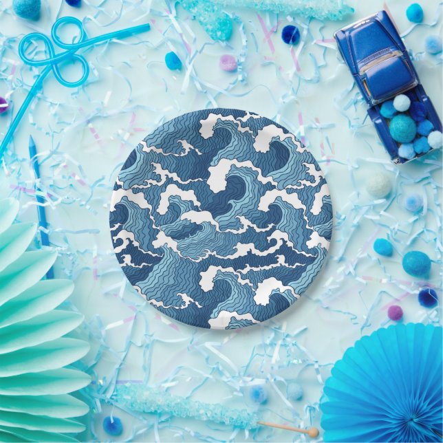 Abstract Waves Paper Plates (Party)