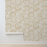 Abstract Waves Pattern Beige White Ocean