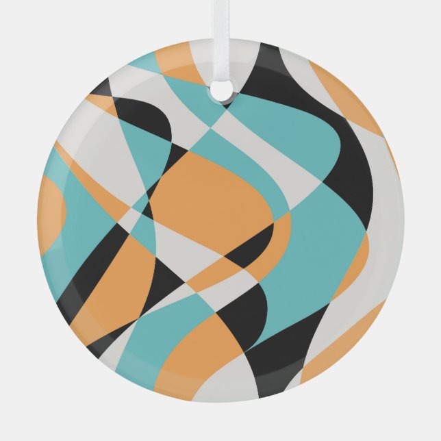 Abstract Waves Pattern Seamless Design Glass Ornament (Front)