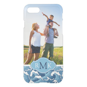 Abstract Waves Photo & Monogram iPhone SE/8/7 Case