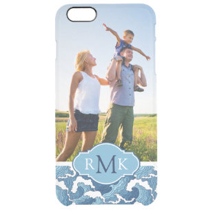 Abstract Waves   Photo & Monogram Clear iPhone 6 Plus Case