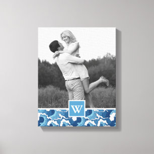 Abstract Waves   Photo with Monogram  Monogram Canvas Print