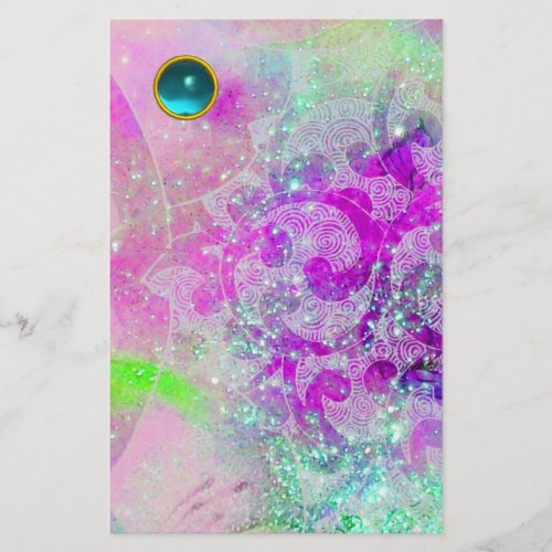 ABSTRACT WAVES Pink Purple Teal Aqua Blue Gemstone Stationery