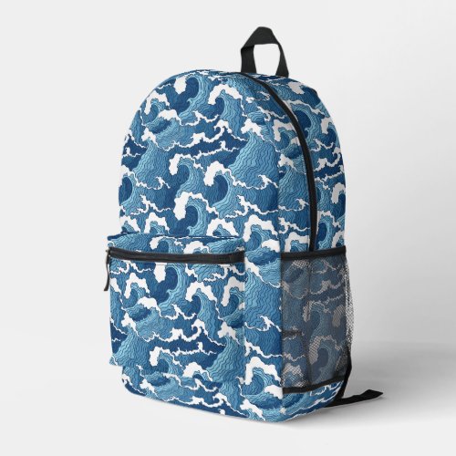 Abstract Waves Printed Backpack