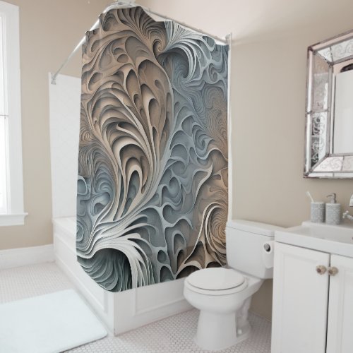 Abstract Waves Shower Curtain