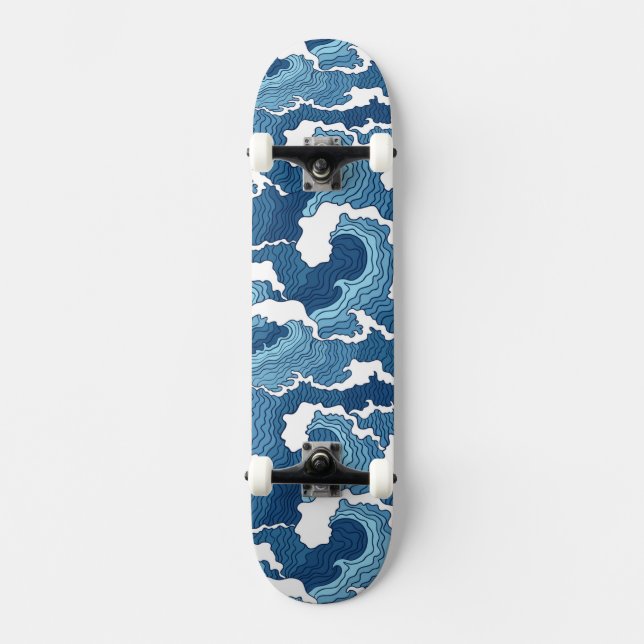 Abstract Waves Skateboard Deck (Front)