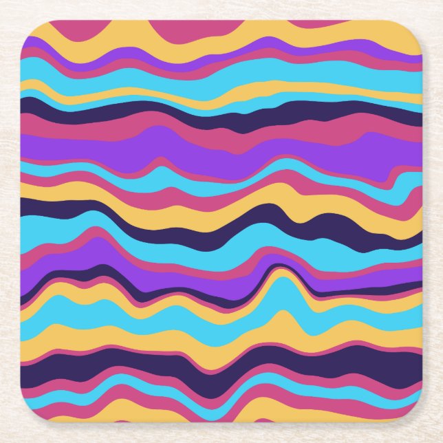 Abstract Waves Square Paper Coaster (Front)
