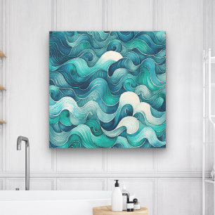 Abstract Waves Wall Art Large Canvas Print