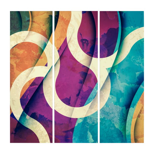 Abstract Waves Watercolor  Triptych Wall Art (Front)