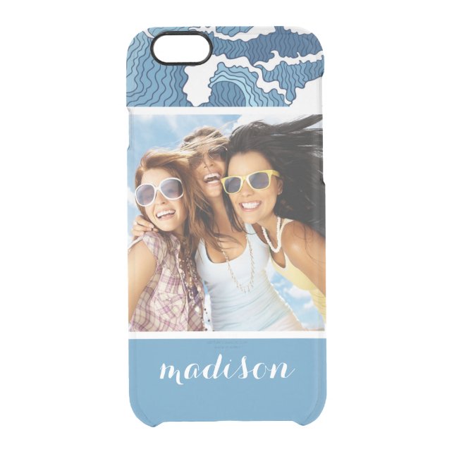 Abstract Waves | Your Photo & Name Uncommon iPhone Case (Back)