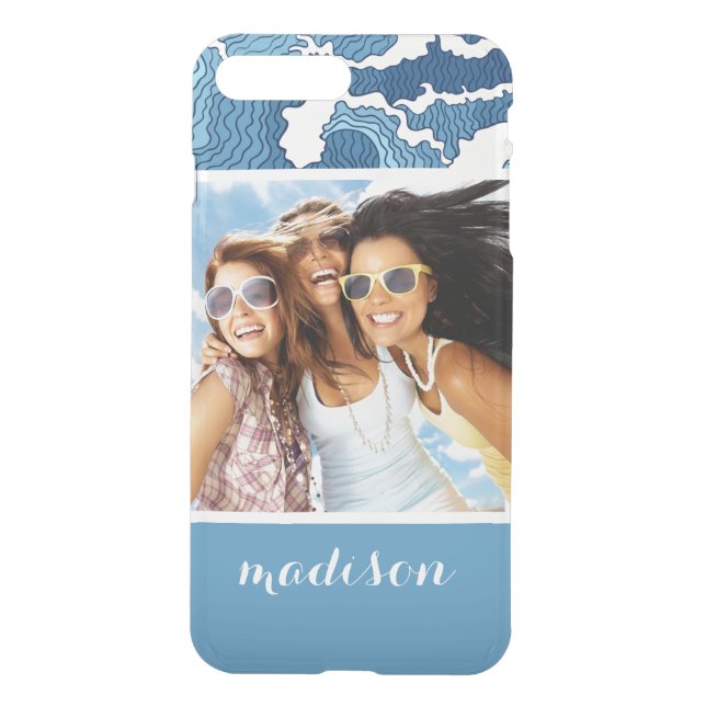 Abstract Waves | Your Photo & Name Uncommon iPhone Case (Back)