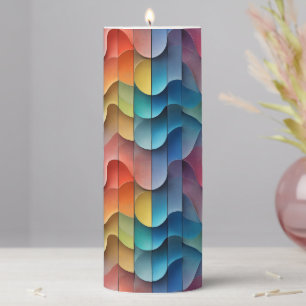 Abstract Wavy Colorful Pattern Pillar Candle