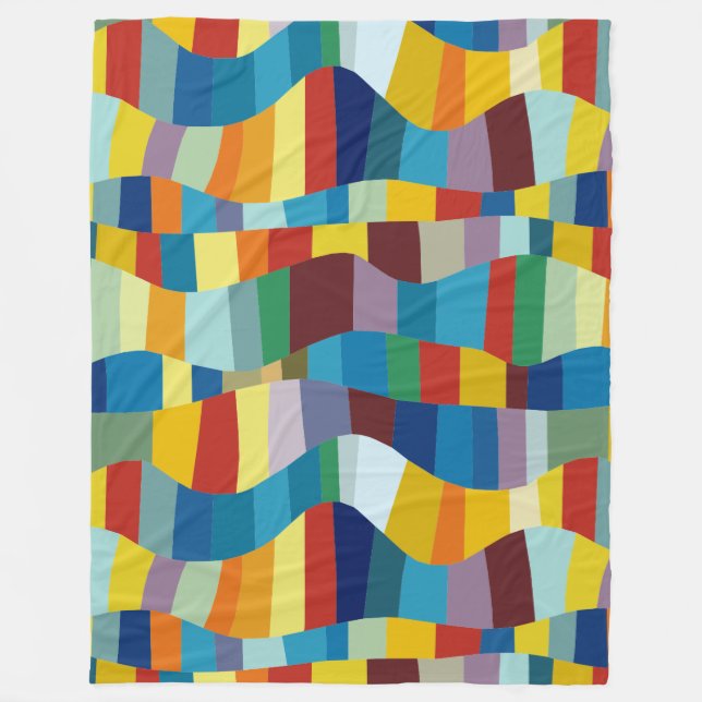 Abstract Wavy Colour Patchwork 291020 Fleece Blanket (Front)