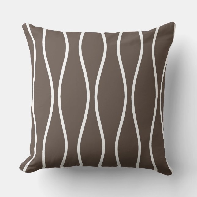 Abstract Wavy Geometric Pattern on Beige Throw Pillow (Front)