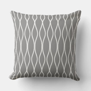 Abstract Wavy Geometric Pattern on Silver Gray Throw Pillow