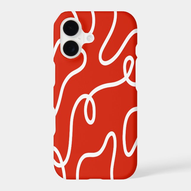 Abstract Wavy Line Bold Red Minimalist Pattern Iphone Case (Back)