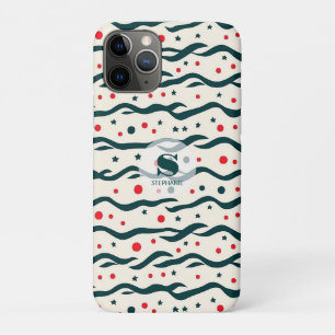 Abstract Wavy Lines and Geometric Shapes Pattern iPhone 11 Pro Case