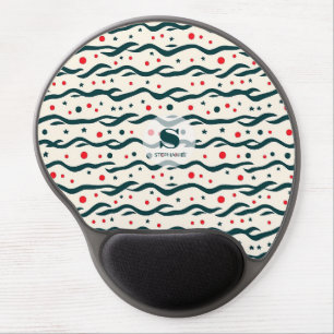 Abstract Wavy Lines and Geometric Shapes Pattern Gel Mouse Pad
