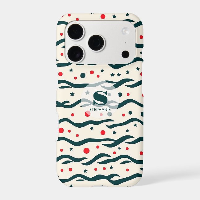 Abstract Wavy Lines and Geometric Shapes Pattern Iphone Case (Back)
