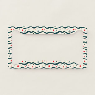 Abstract Wavy Lines and Geometric Shapes Pattern License Plate Frame
