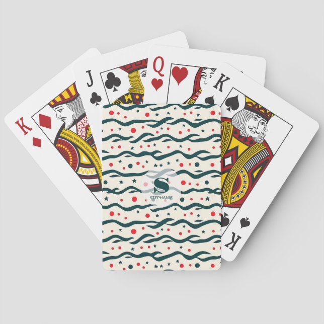 Abstract Wavy Lines and Geometric Shapes Pattern Poker Cards (Back)