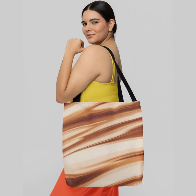 Abstract wavy lines in shades of orange and brown  tote bag (Creator Uploaded)