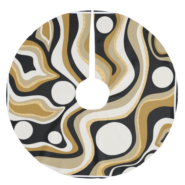 Abstract Wavy Lines Pattern Background Brushed Polyester Tree Skirt (Front)