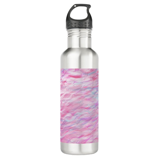 Abstract wavy pattern stainless steel water bottle (Front)