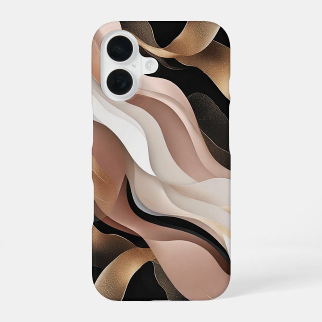 Abstract Wavy Patterns with Elegant Gold Iphone Case (Back)