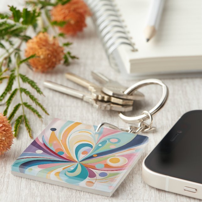 Abstract wavy shapes keychain (Front Right)