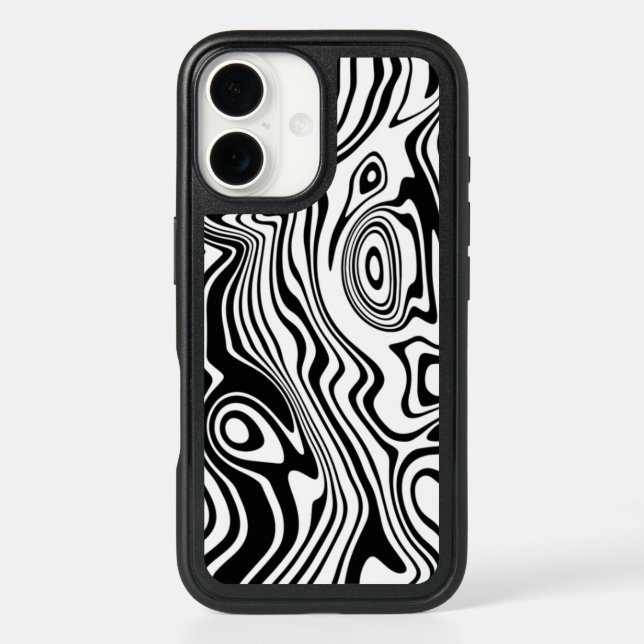 Abstract Wavy Striped Black White iPhone Case (Back)
