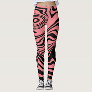 Abstract Wavy Striped Leggings with Custom Colors