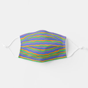 Abstract Wavy Stripes Pattern Purple Blue Orange Adult Cloth Face Mask