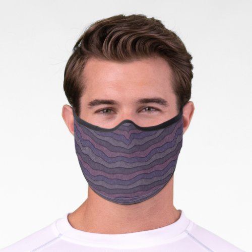 Abstract Wavy Stripes Pattern Purple Pink Lavender Premium Face Mask