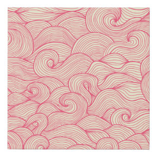 Abstract wavy strokes, vintage pattern. faux canvas print