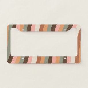 Abstract Wavy Swirl Lines Earthy Soft Stripes License Plate Frame
