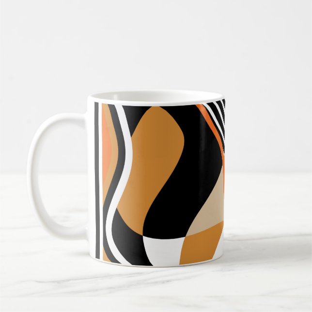 Abstract wavy: vintage black pattern coffee mug (Left)