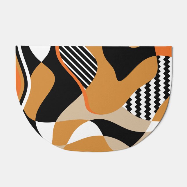 Abstract wavy: vintage black pattern doormat (Front)