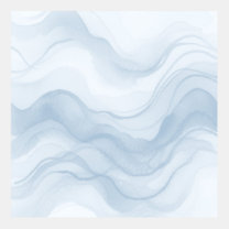 Abstract Wavy Watercolor Lines Dusty Blue Gray