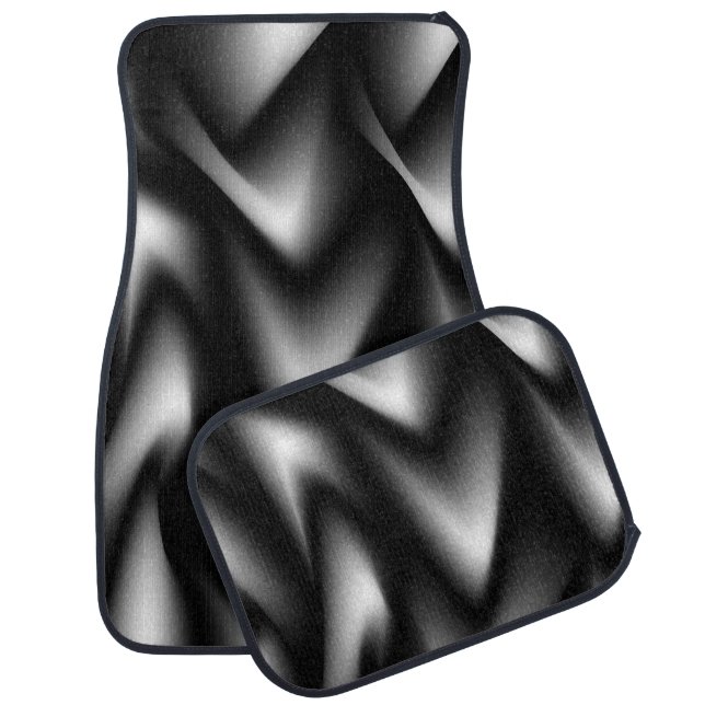Abstract Weave in Black & White Car Mat (Set)