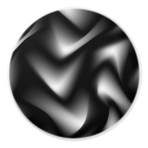 Abstract Weave in Black  White Ceramic Knob