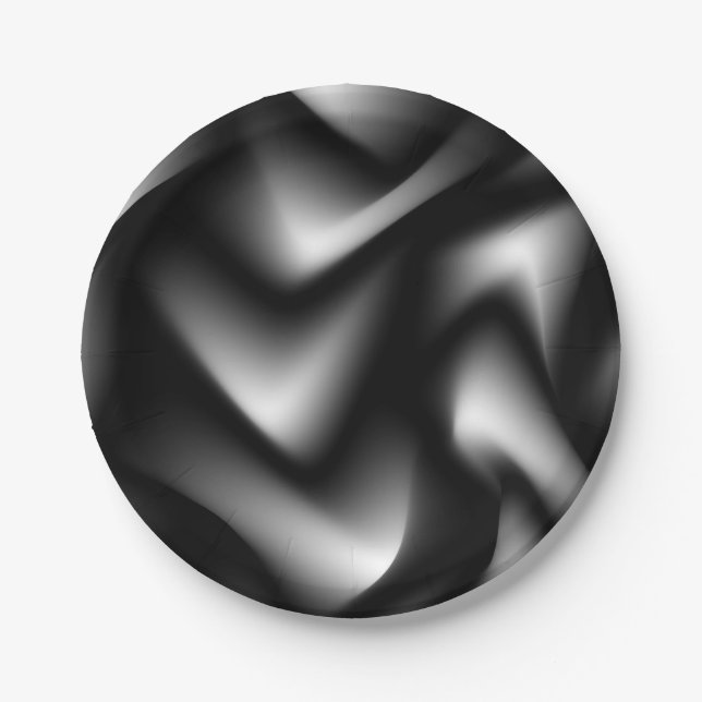 Abstract Weave in Black & White Paper Plates (Front)