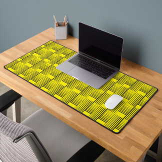 Abstract Weave On Yellow Desk Mat