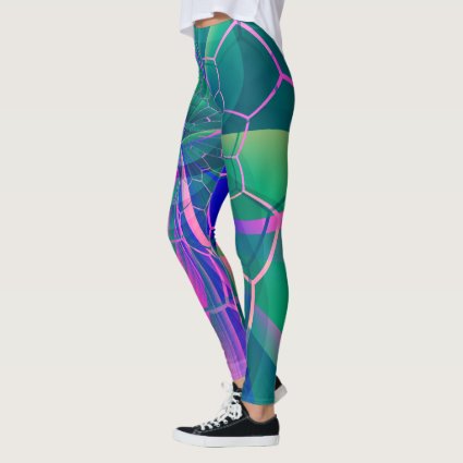 Abstract Web Colorful Geometric Leggings