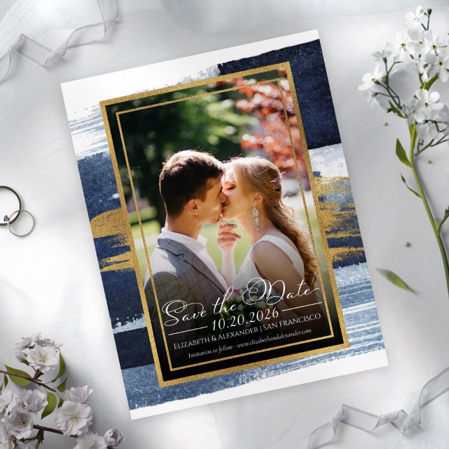 Abstract Wedding Save the Date Invitations | Blue  (Creator Uploaded)