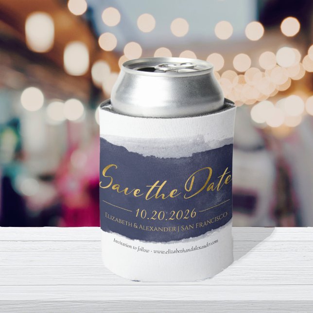 Abstract Wedding Save the Date Invitations | Blue Can Cooler (Creator Uploaded)