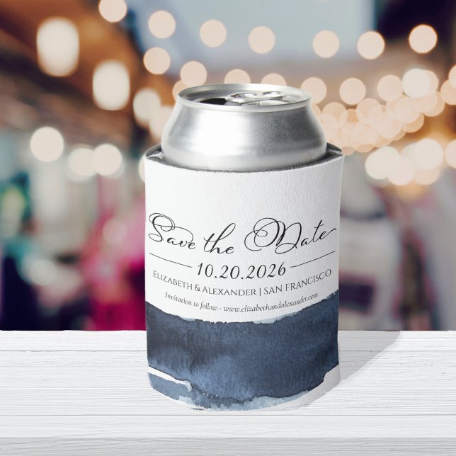 Abstract Wedding Save the Date Invitations | Blue Can Cooler (Creator Uploaded)