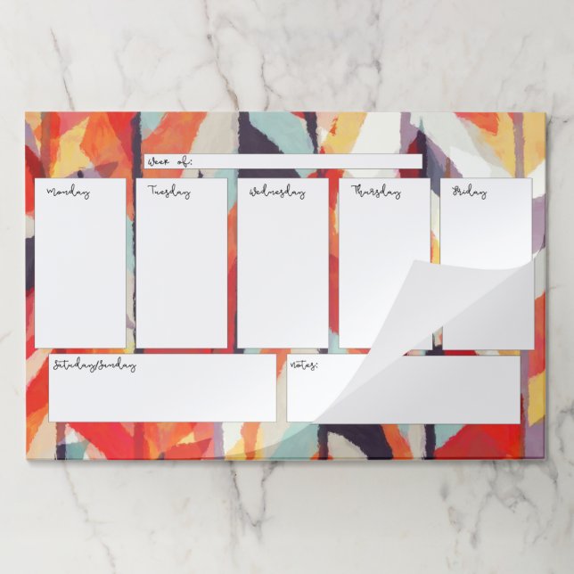 Abstract Weekly Calendar Large Tearaway Pad (Folded)