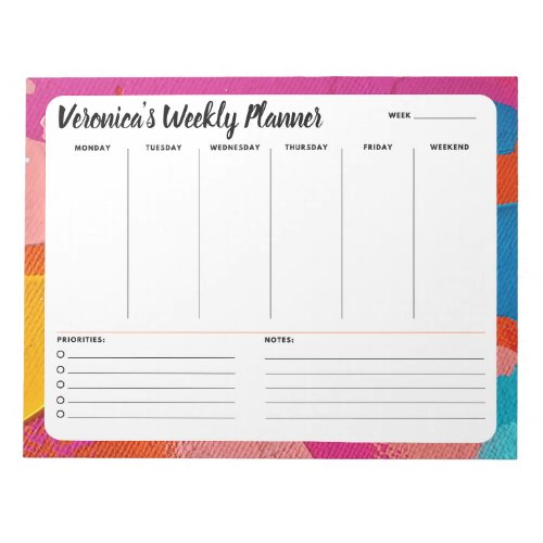 Abstract Weekly To Do List Notepad Planner